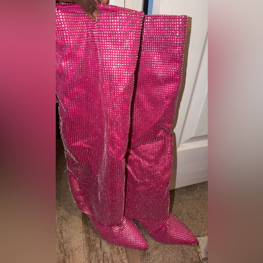 Glittery Fuchsia wedge boots